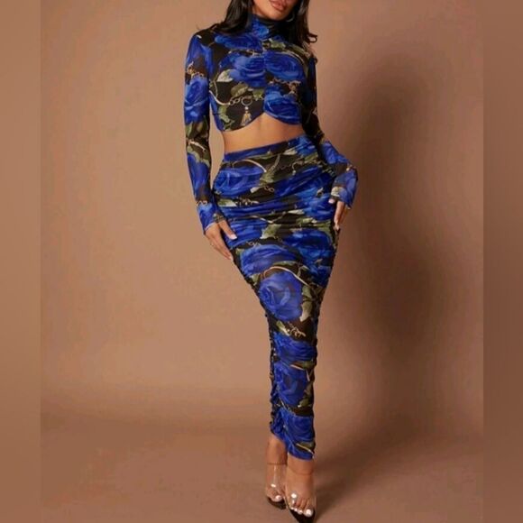 Sexy printed 2pc floral skirt set sz Medium - Picture 3 of 6